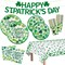 St. Patrick’s Party Supplies: 24-Piece Disposable Party Set – Plates, Napkins, Cups, Tablecloth & Garland for Shamrock St. Patrick’s Day Celebrations